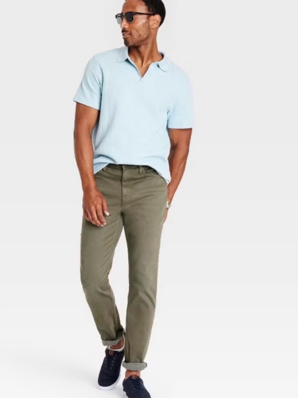 GOODFELLOW & CO Total Flex Slim fit  Denim Olive Khaki jeans pants